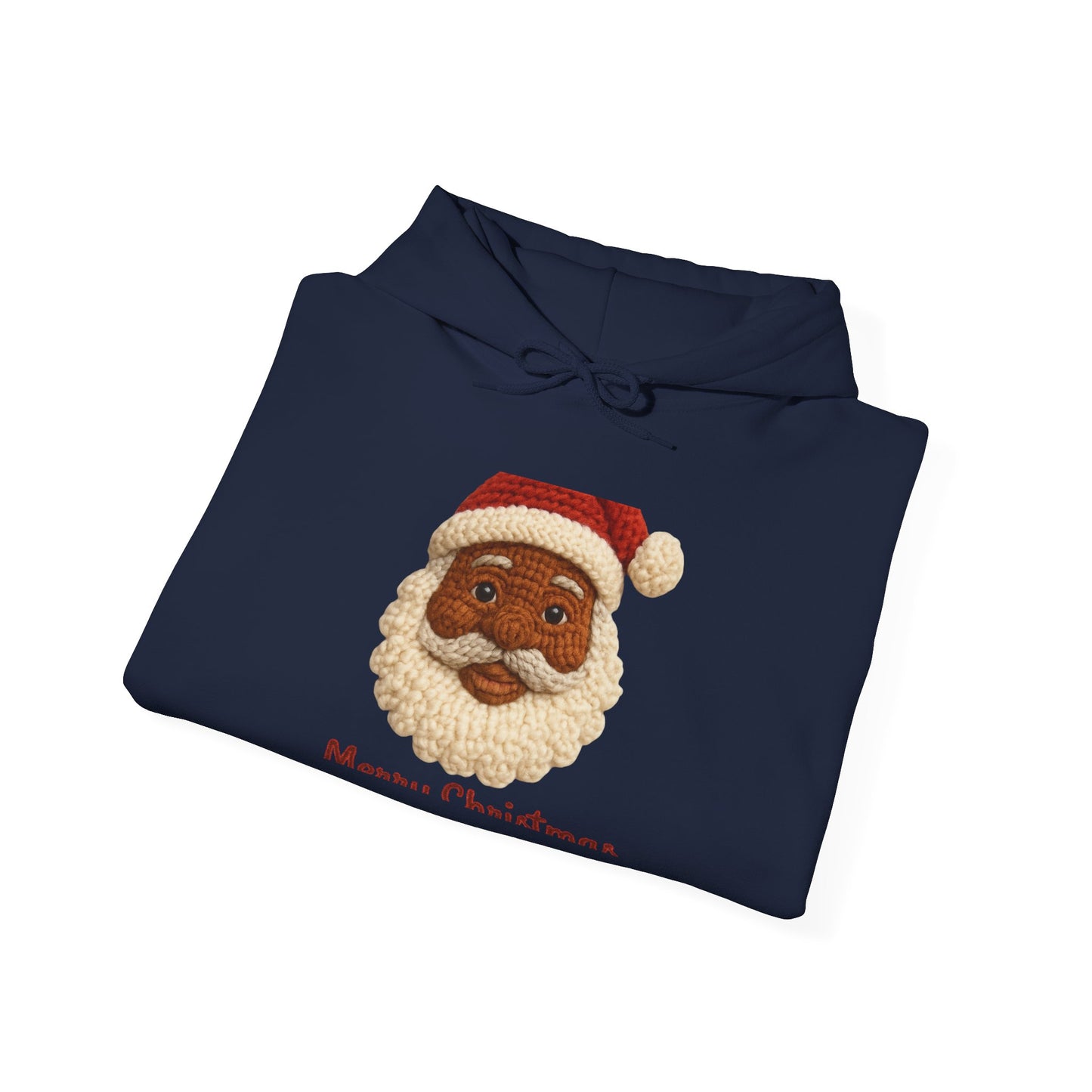Black Santa Face Hoodie — 'Merry Christmas' Festive Holiday Sweatshirt