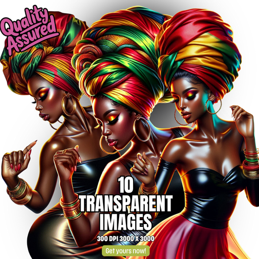 Dope Muse Bundle – Afrocentric Headwrap Queens PNGs