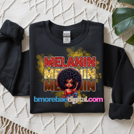 Melanin Christmas Afro Girl T-Shirt Graphic | Holiday Glitter PNG