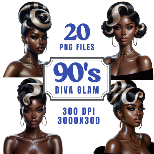 1990βs Diva Glam Bundle β 20 PNGs
