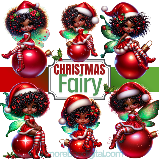 Afro Christmas Fairy PNG Bundle