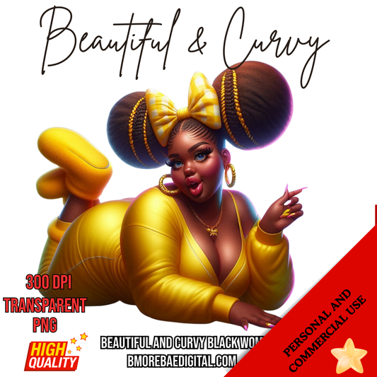 Beautiful & Curvy Black Woman Clipart