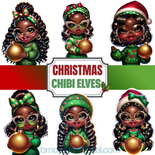 Christmas Chibi Elves Green Bundle