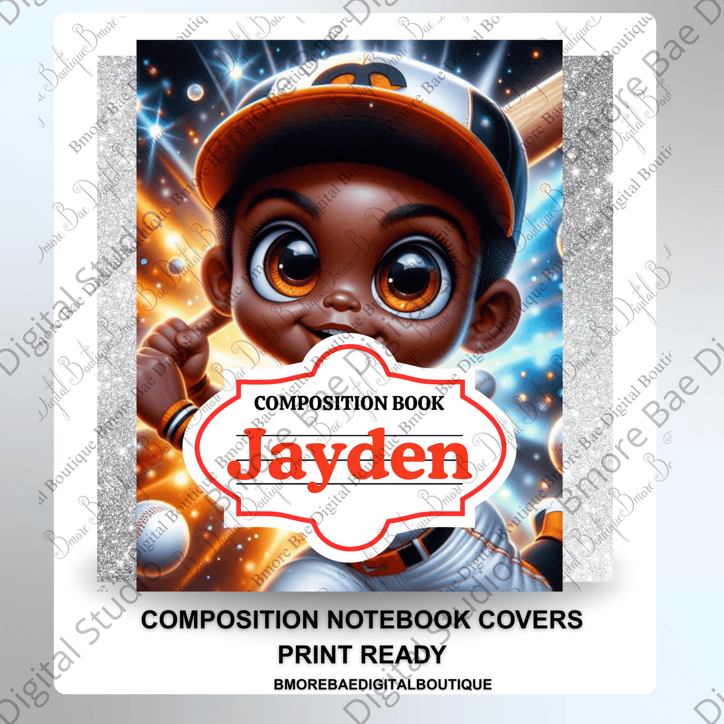 Editable Baseball Lovers Kids Notebook Covers – Canva Template