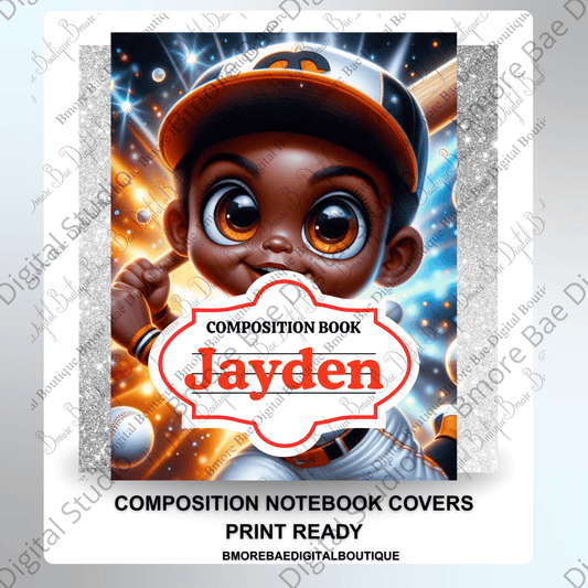 Editable Baseball Lovers Kids Notebook Covers – Canva Template