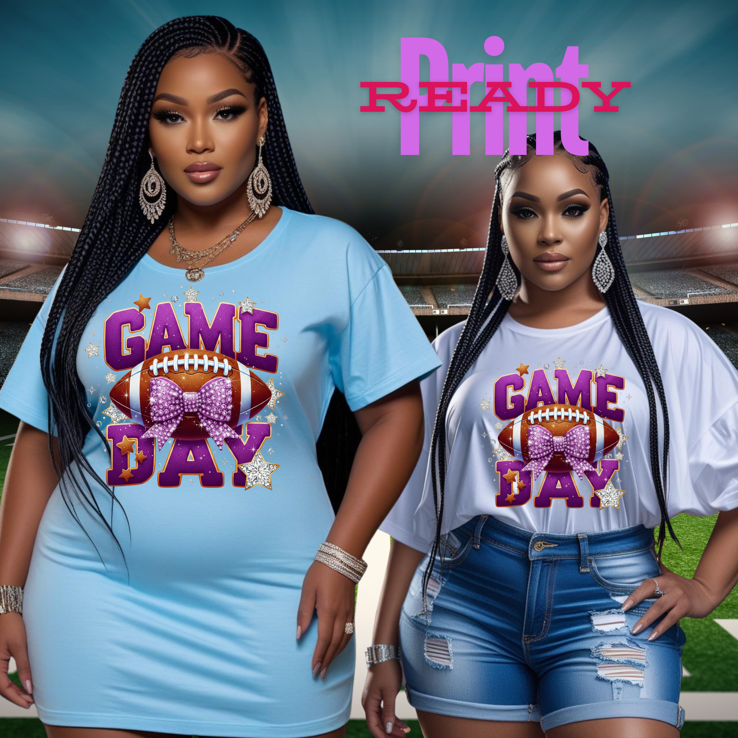 Game Day Glam T-Shirt Design Purple – Instant Download