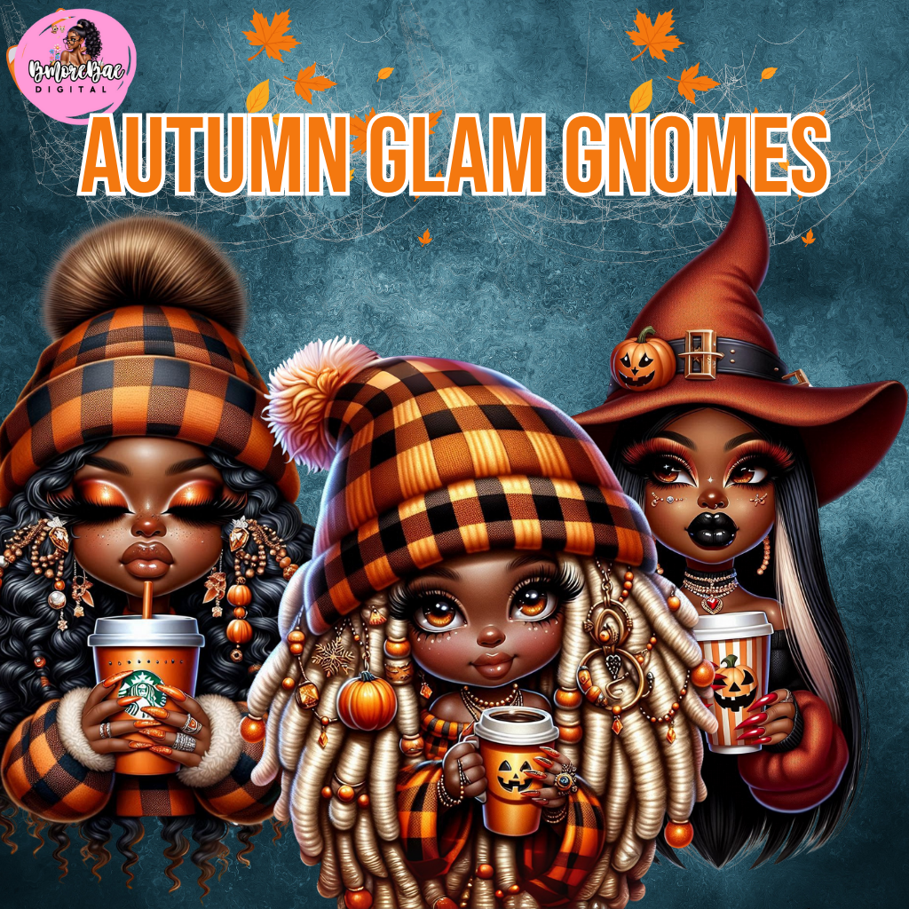Autumn Glam Gnome Sublimation PNG Bundle – 12 High-Quality Fall Designs