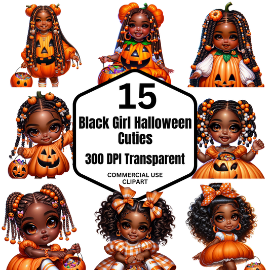 Black Girl Halloween Cuties Clipart