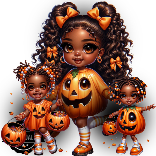 Black Girl Halloween Cuties Clipart
