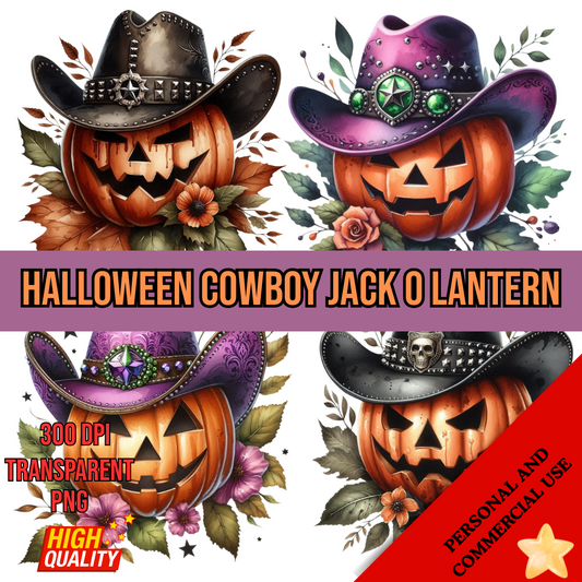 Halloween Cowboy Jack O Lantern Clipart β Western Pumpkin PNG