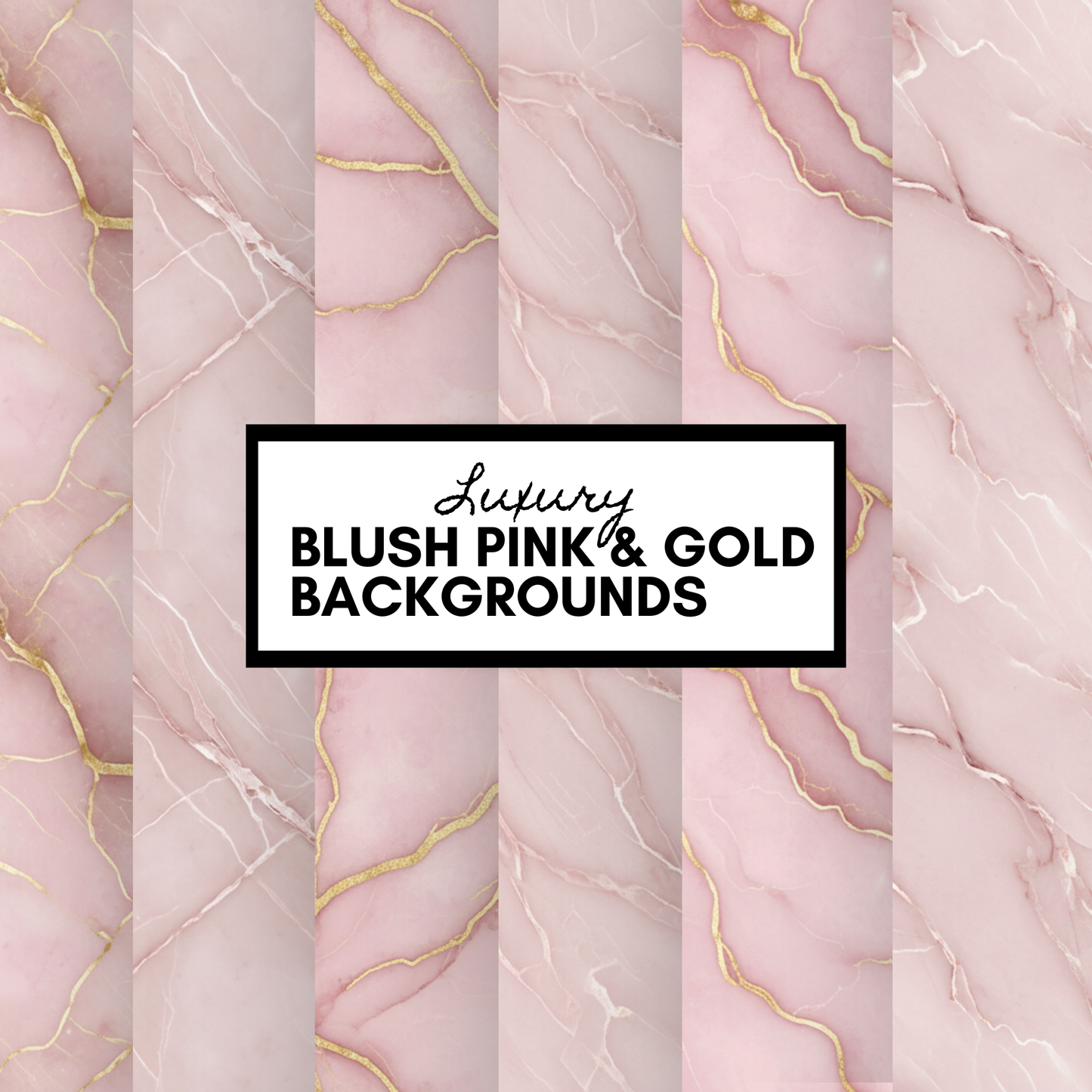 Luxury Blush Pink & Gold Marble Backgrounds | Digital Paper Bundle (6 Pack)