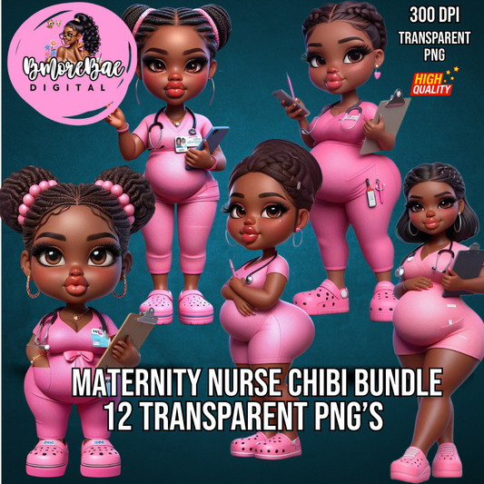 Maternity Nurse Chibi Bundle β 12 PNGs