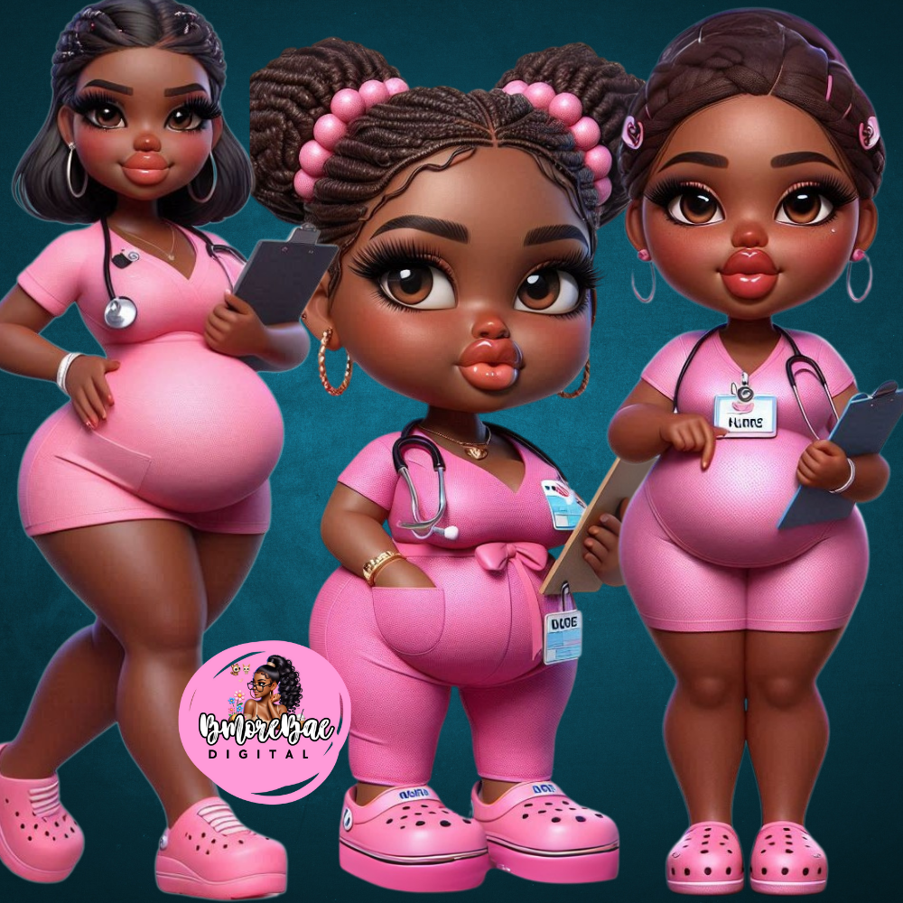 Maternity Nurse Chibi Bundle – 12 PNGs
