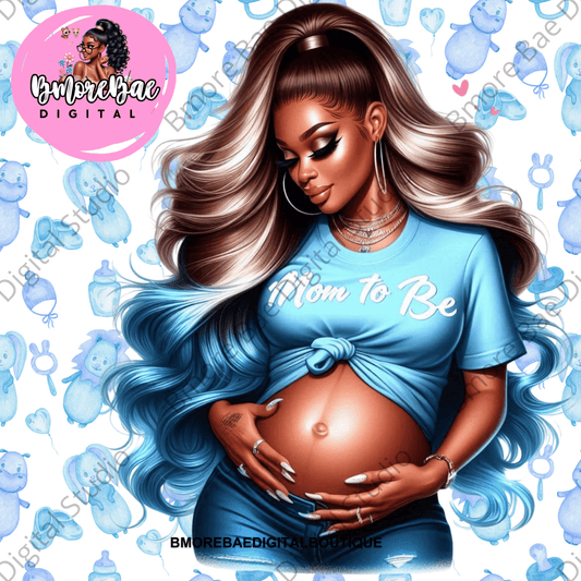 Mom To Be Blue – 6 PNG File Bundle
