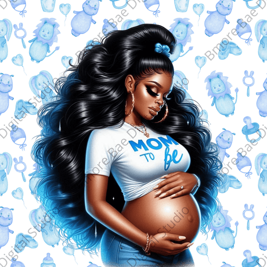 Mom To Be Blue – 6 PNG File Bundle
