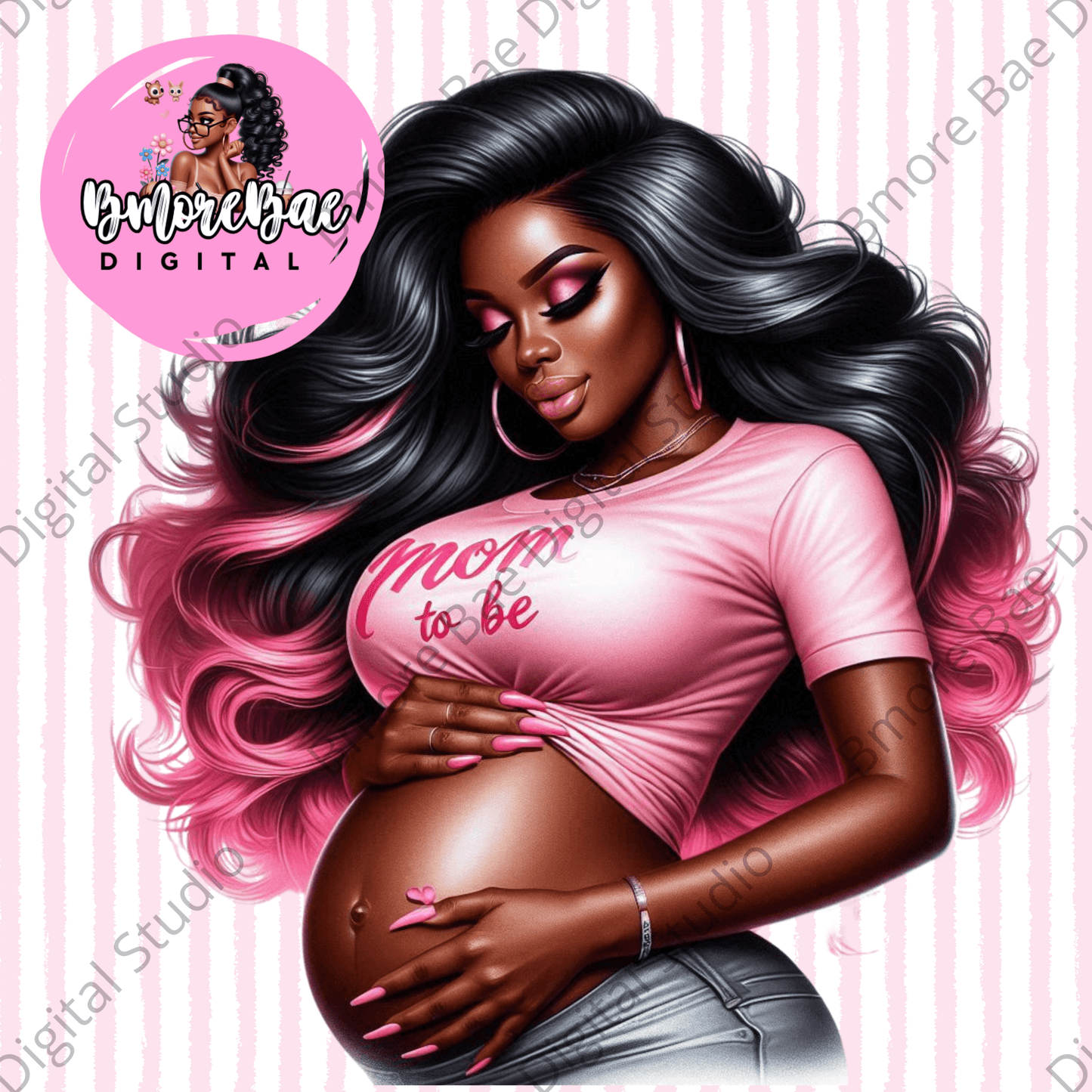 Mom To Be Pink β 6 PNG File Bundle