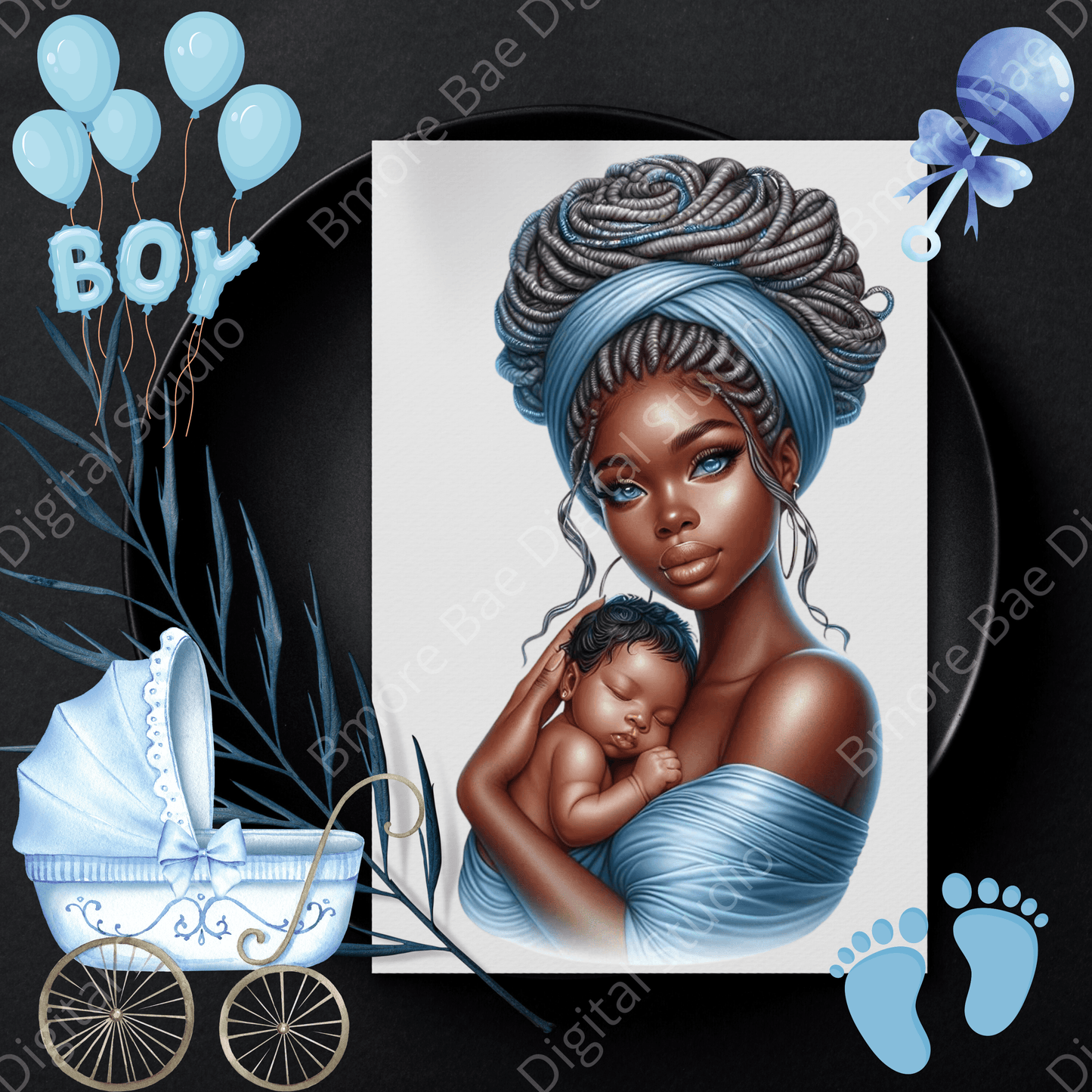 New Mom & Baby Girl Clipart – Pink Glow PNG Bundle (6 PNGs)