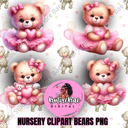 Nursery Clipart Bears β Ballerina Baby Girl PNG Bundle