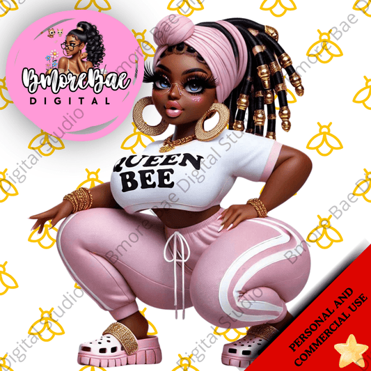 Queen Bee Digital Clipart – Curvy Chibi Doll