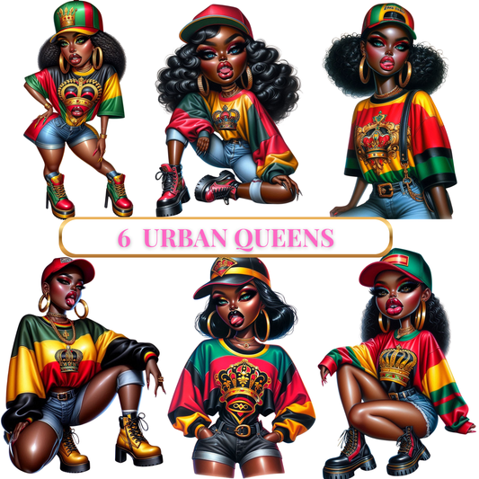 Urban Queens Clipart Collection – Premium 3D Black Girl Clipart