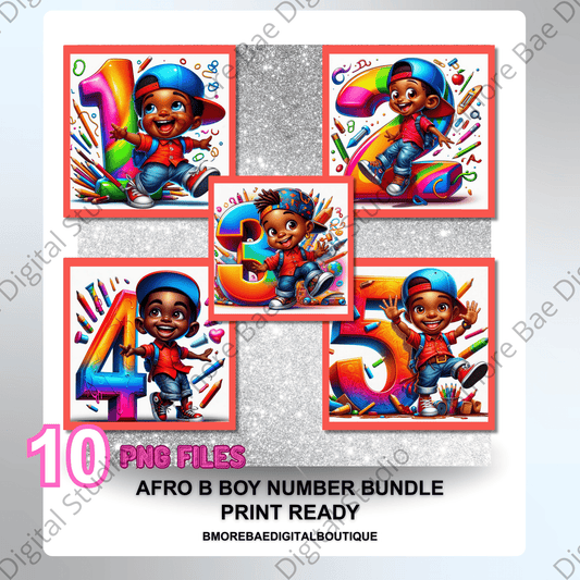 Afro B - Boy Number Posters 1–10 – Classroom Wall Decor - Bmore Bae Digital Boutique