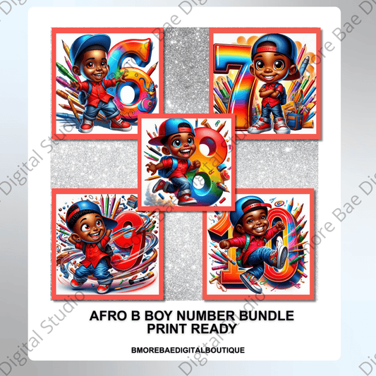 Afro B - Boy Number Posters 1–10 – Classroom Wall Decor - Bmore Bae Digital Boutique