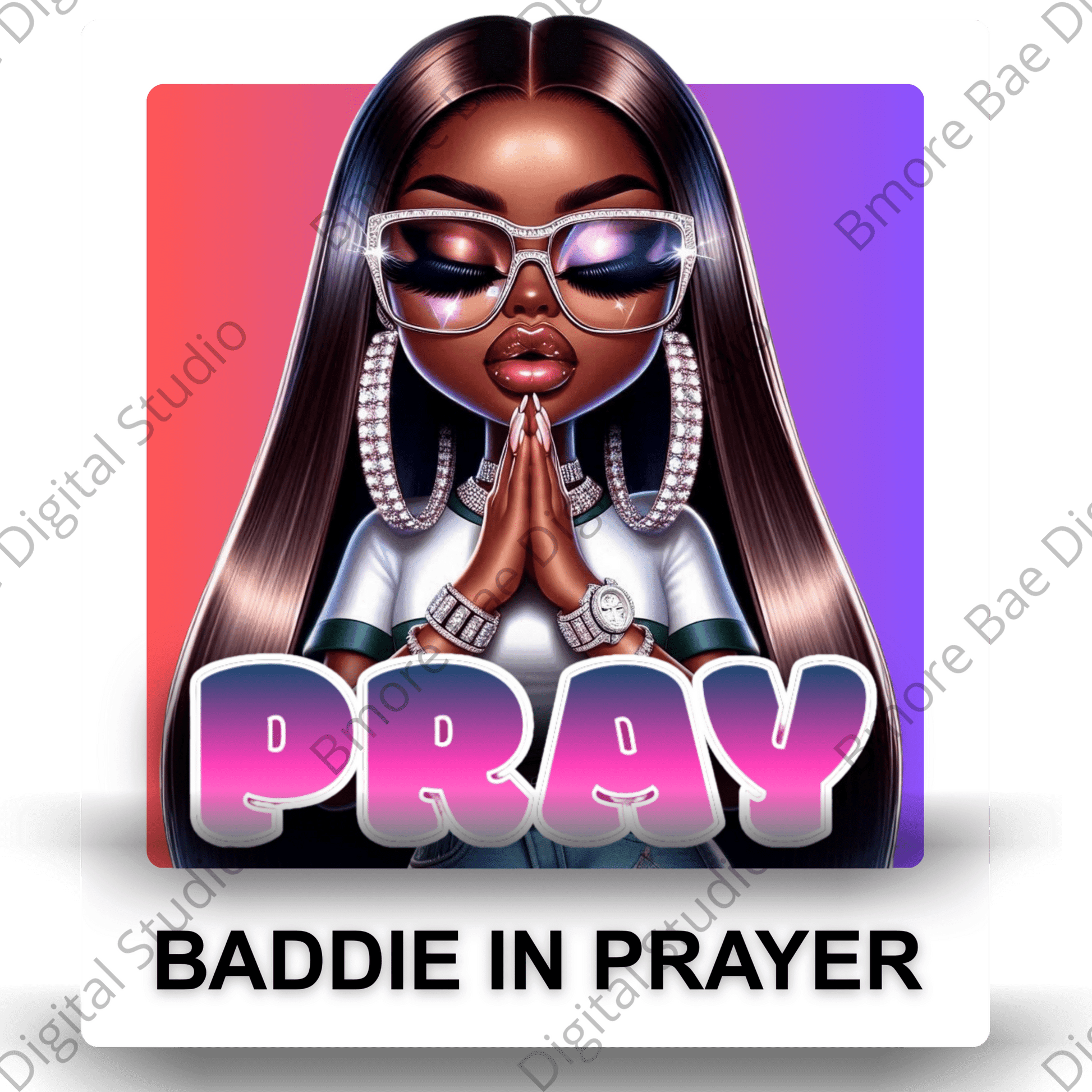 Baddie in Prayer PNG - Bmore Bae Digital Boutique