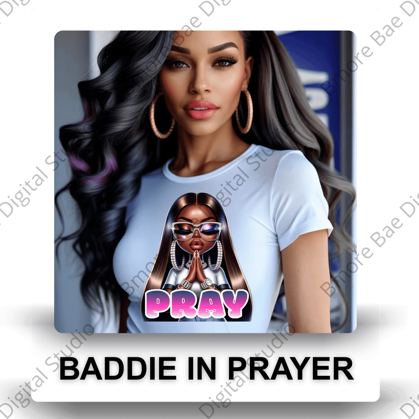 Baddie in Prayer PNG - Bmore Bae Digital Boutique