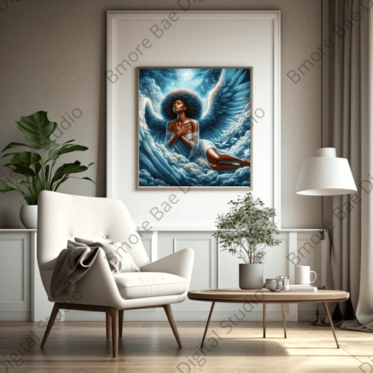 Black Female Angels | 4 Spiritual PNG Images | Divine Representation Digital Art Bundle - Bmore Bae Digital Boutique