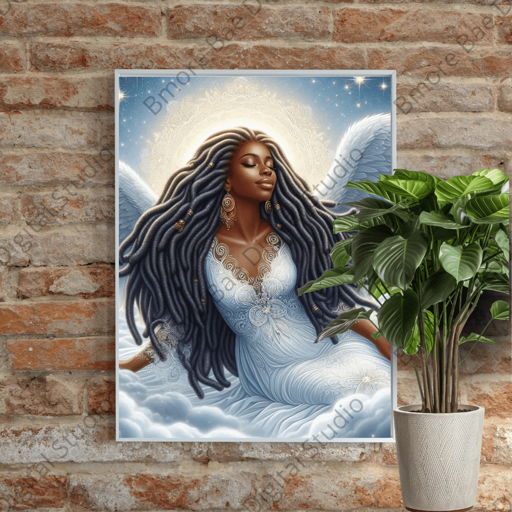 Black Female Angels | 4 Spiritual PNG Images | Divine Representation Digital Art Bundle - Bmore Bae Digital Boutique
