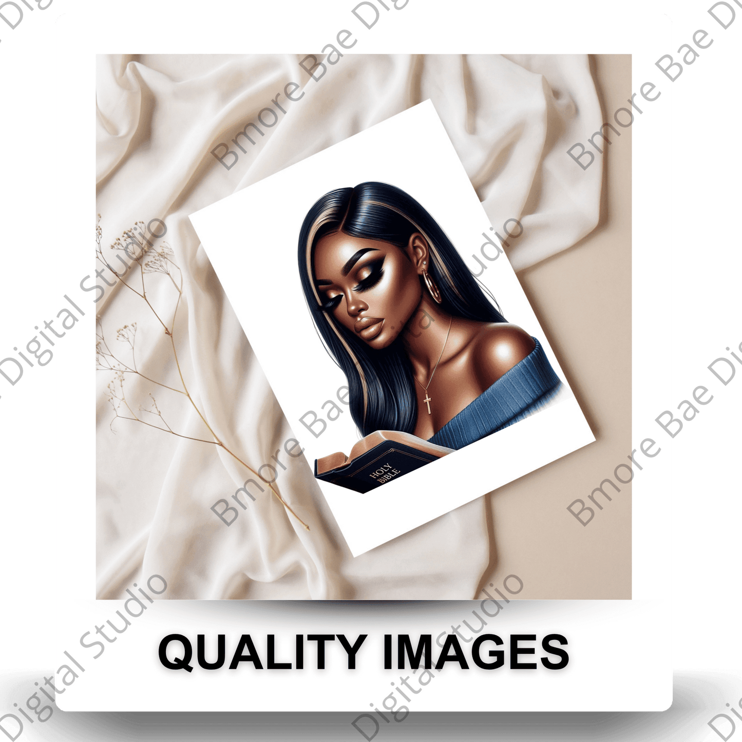 Black Girl Reading Bible Clipart Bundle - Bmore Bae Digital Boutique