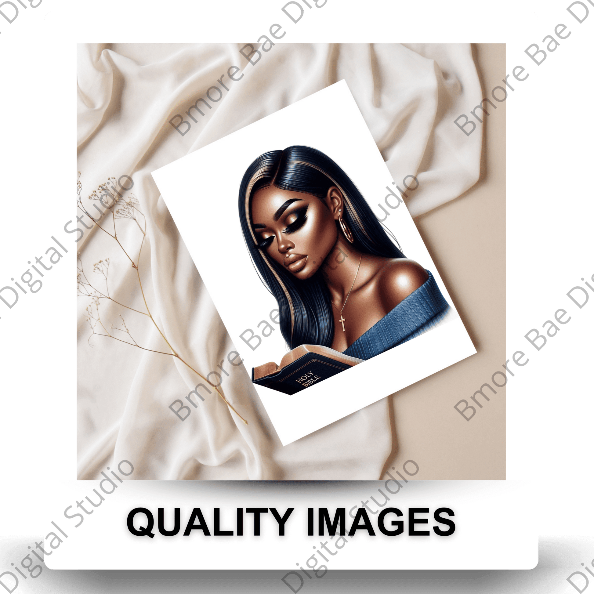Black Girl Reading Bible Clipart Bundle - Bmore Bae Digital Boutique