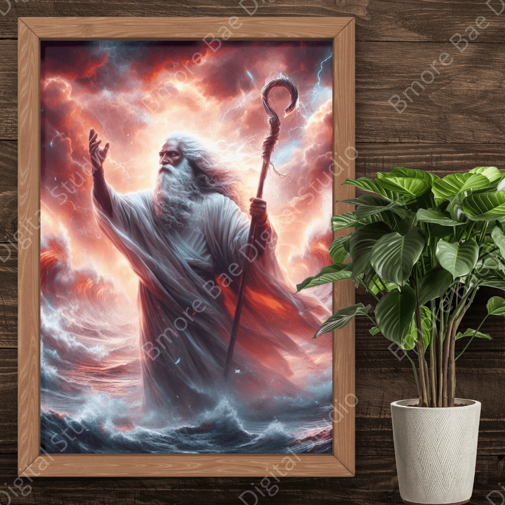 Black Moses Digital Art Bundle | 4 High - Quality PNG Images | Faith - Based Spiritual Artwork - Bmore Bae Digital Boutique