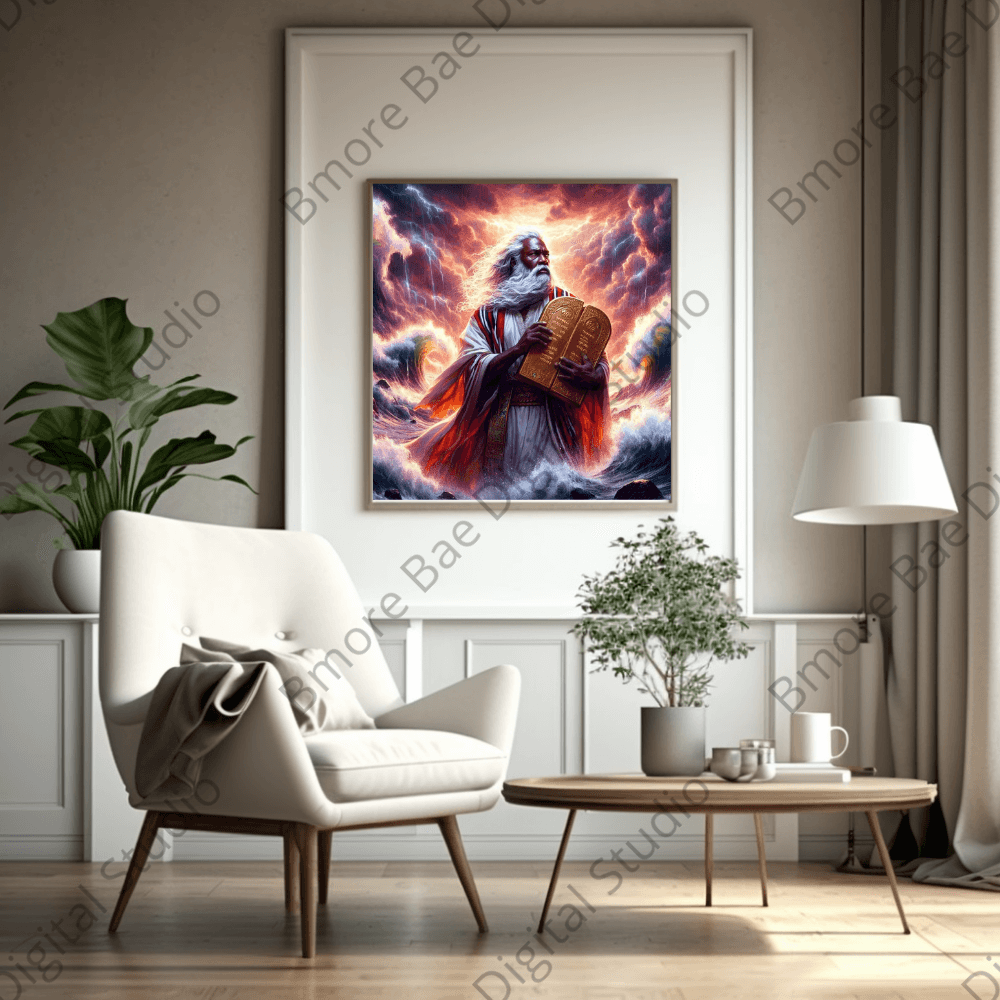 Black Moses Digital Art Bundle | 4 High - Quality PNG Images | Faith - Based Spiritual Artwork - Bmore Bae Digital Boutique