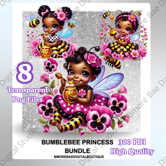 Bumblebee Princess Bundle – 8 High Quality PNG Files - Bmore Bae Digital Boutique