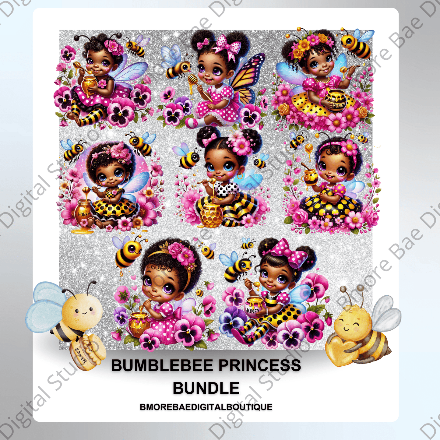 Bumblebee Princess Bundle β 8 High Quality PNG Files - Bmore Bae Digital Boutique