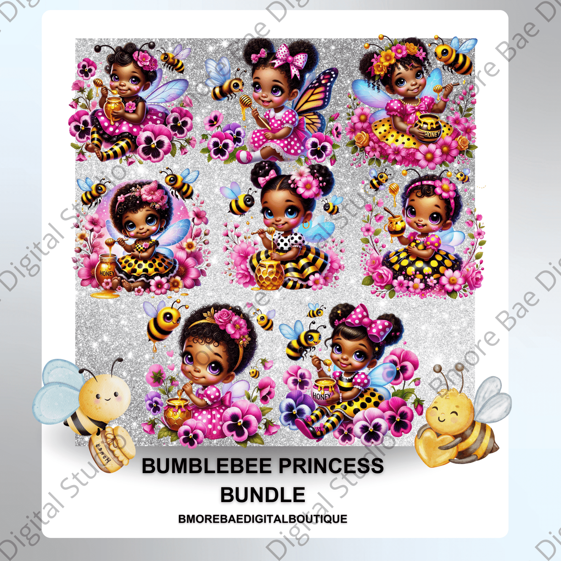Bumblebee Princess Bundle β 8 High Quality PNG Files - Bmore Bae Digital Boutique