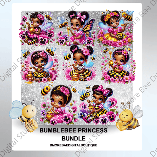 Bumblebee Princess Bundle – 8 High Quality PNG Files - Bmore Bae Digital Boutique