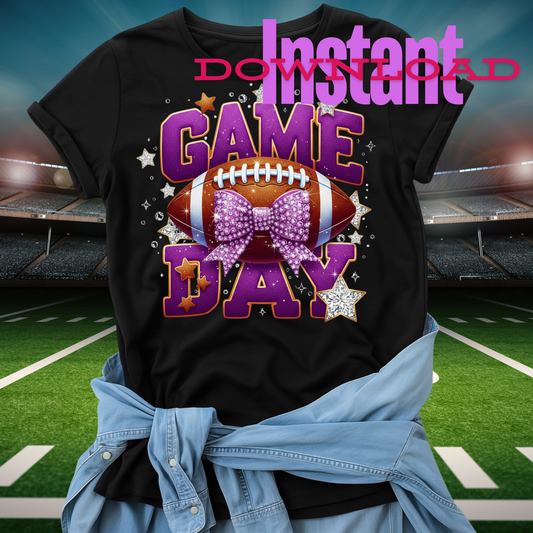 Game Day Glam T-Shirt Design Purple – Instant Download