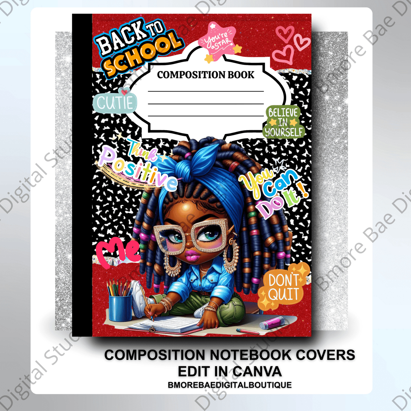 Editable Composition Notebook Covers – Back to School Teen Girl Bundle - Bmore Bae Digital Boutique