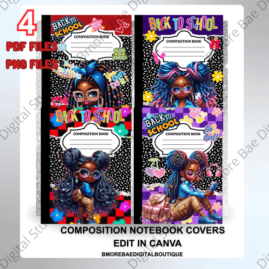 Editable Composition Notebook Covers – Back to School Teen Girl Bundle - Bmore Bae Digital Boutique