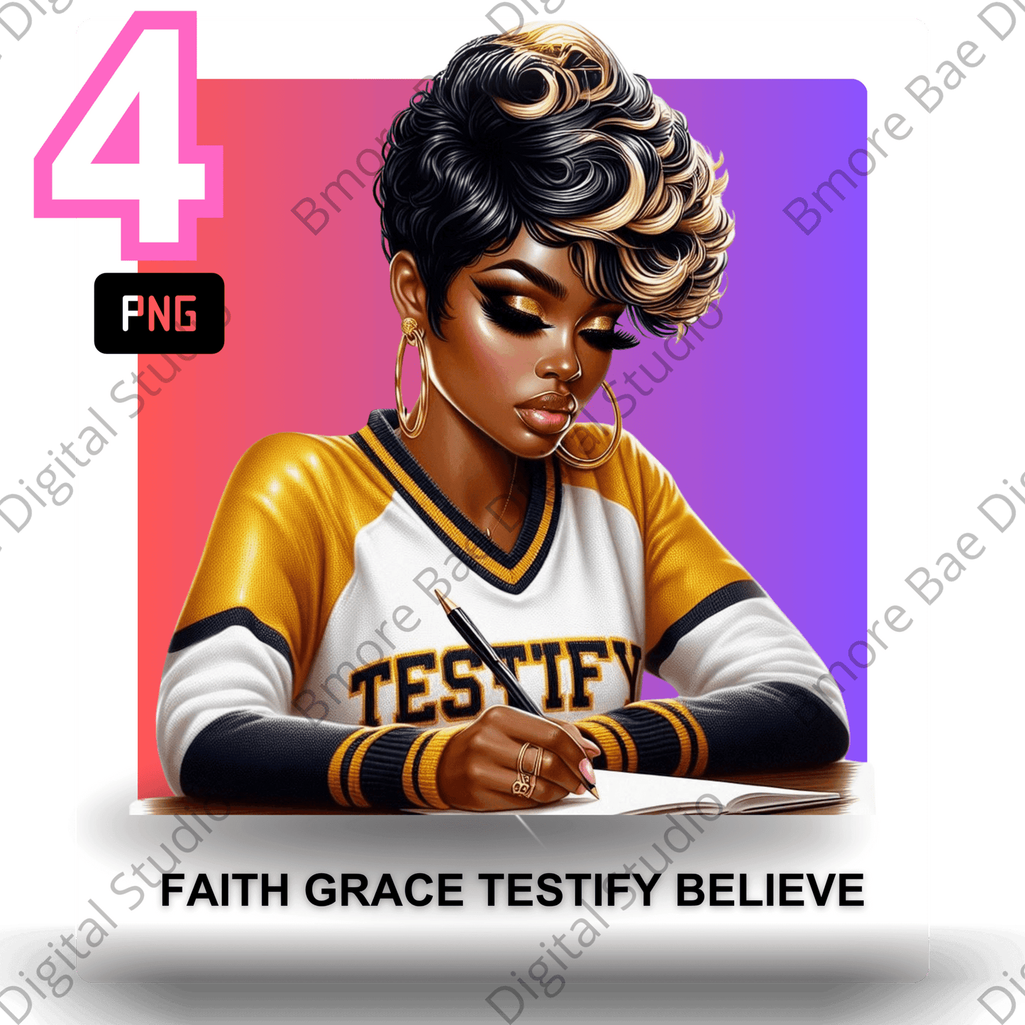 Faith. Grace. Testify. Believe. – 4 PNG Digital Bundle - Bmore Bae Digital Boutique