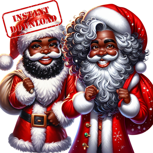 Father Christmas PNG Bundle | 10 Black Santa Clipart
