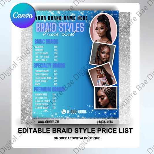 Glam Salon Flyer for Braiders & Stylists - Bmore Bae Digital Boutique