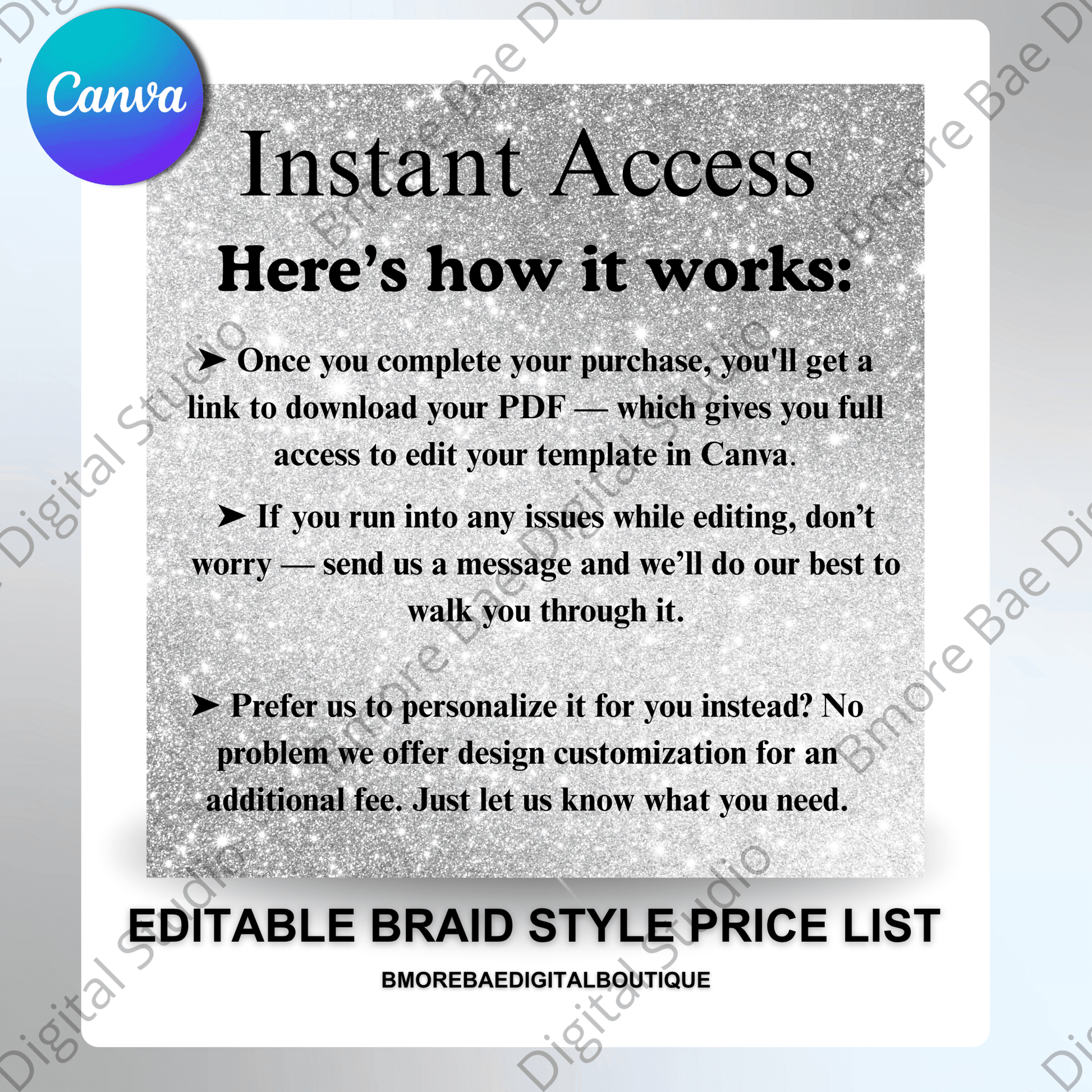 Glam Salon Flyer for Braiders & Stylists - Bmore Bae Digital Boutique