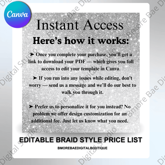 Glam Salon Flyer for Braiders & Stylists - Bmore Bae Digital Boutique