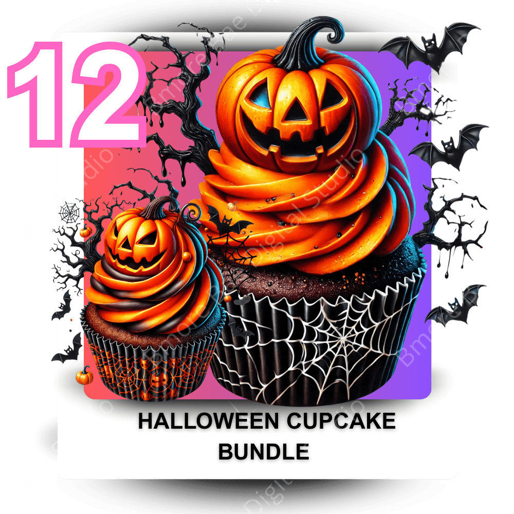 Halloween Cupcake Bundle – Digital Download (12 PNG Files) - Bmore Bae Digital Boutique