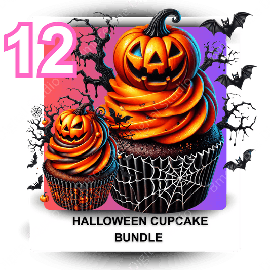 Halloween Cupcake Bundle – Digital Download (12 PNG Files) - Bmore Bae Digital Boutique