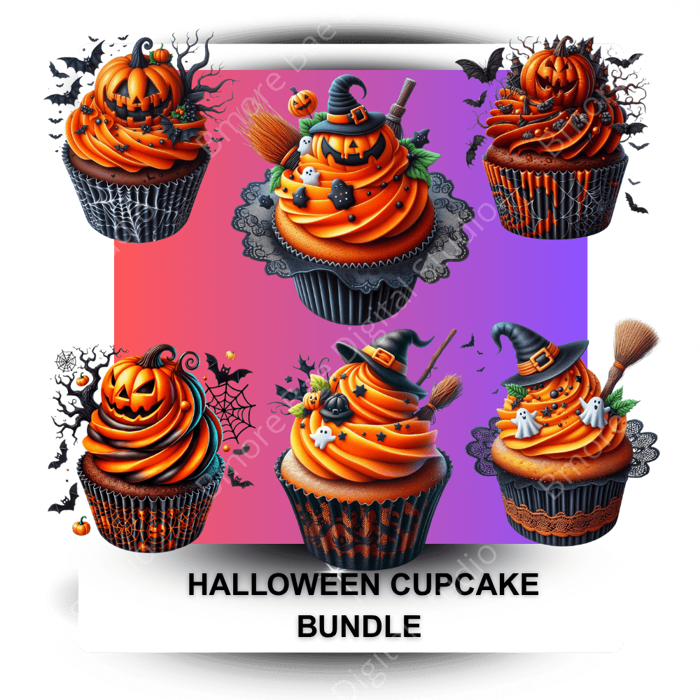 Halloween Cupcake Bundle – Digital Download (12 PNG Files) - Bmore Bae Digital Boutique