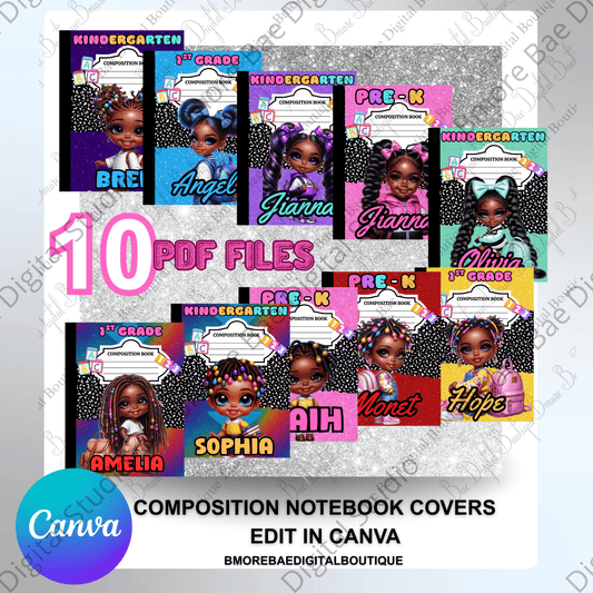 Kinder Kids Notebook Covers | Editable PDF + Canva Template - Bmore Bae Digital Boutique